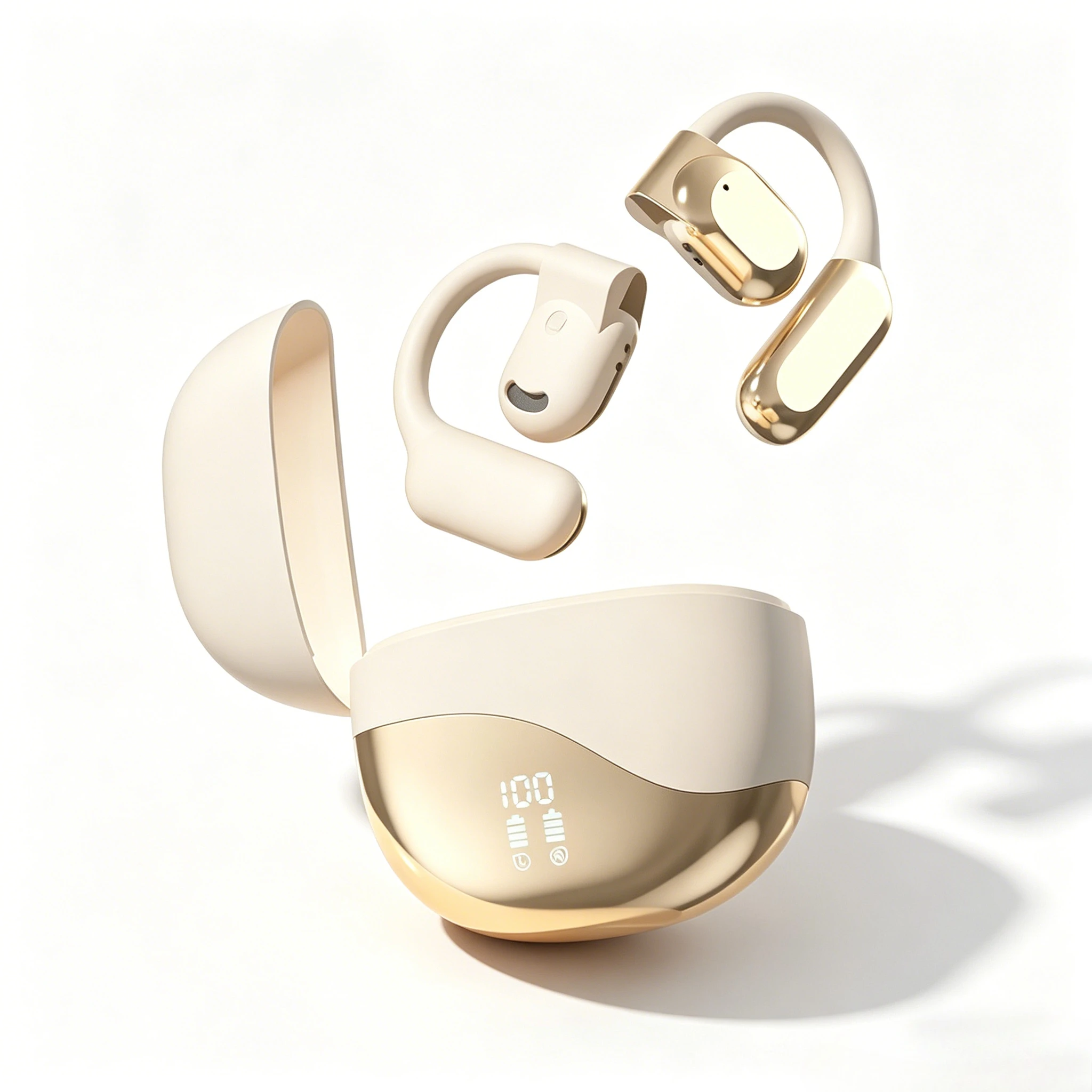 Wireless Bluetooth Open Ear Headphones Noise Cancelling Earhooks Waterproof Sports Earbuds for Gym Running and Daily Workout