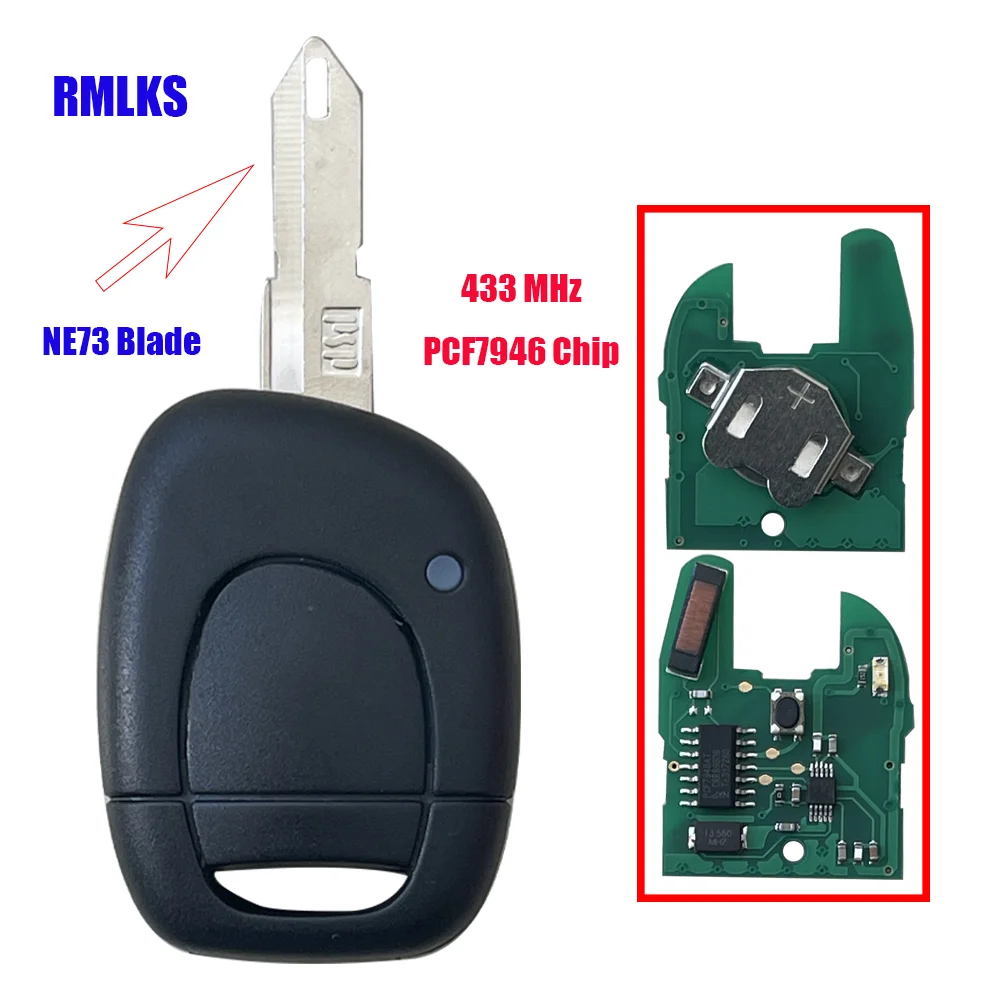 Remote Car Key 1 Button For Renault Clio II 2001 2002 2003 2004 2005 PCF7946 Transponder Chip 434Mhz NE73 VAC102 Blade