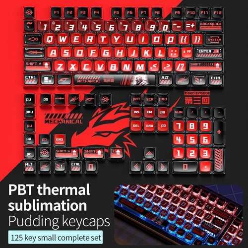 Imagen 2 del producto Teclas de pudín de sublimación térmica PBT, adaptación bonita, 60/68/75/100% ataque de tiburón, ajazz aula, akko, teclas de teclado mecánico