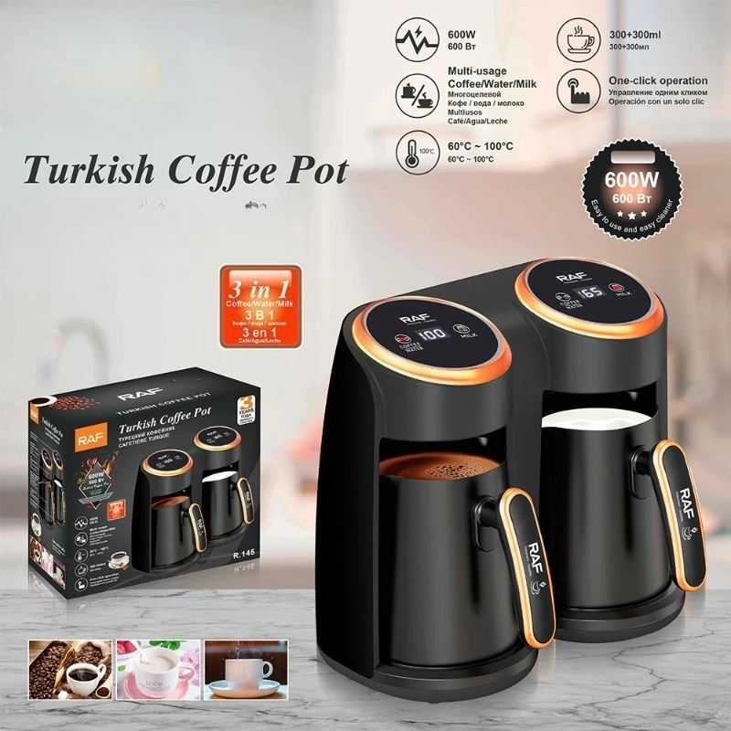 

220V/110V Semi-automatic Pump Pressure Turkish Portable Coffee Machine Cordless Electric Pot Travel 600W Double Coffee Maker