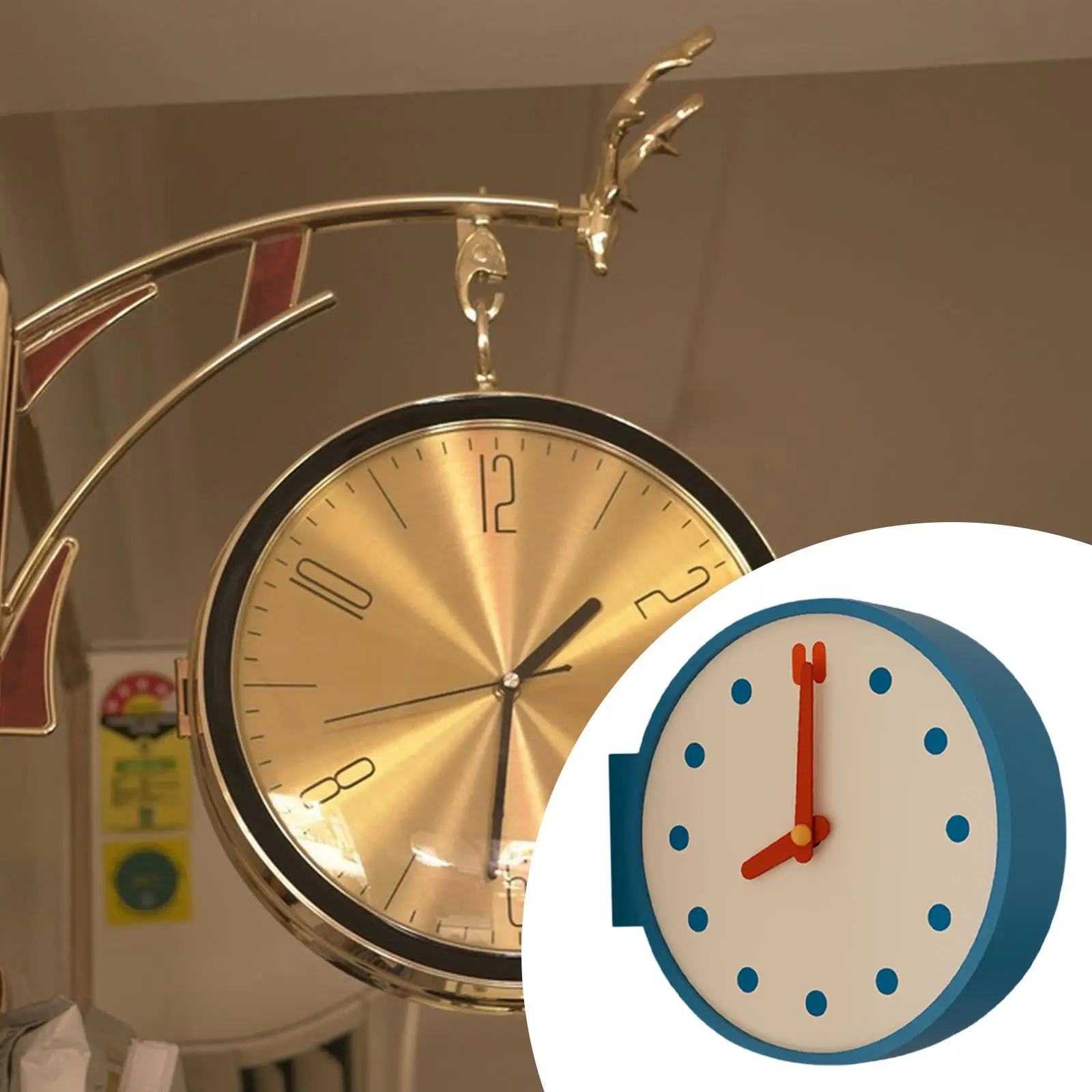 Corner Wall Clock Desktop Clock Ornament Home Decoration for Hotel Bedroom Household