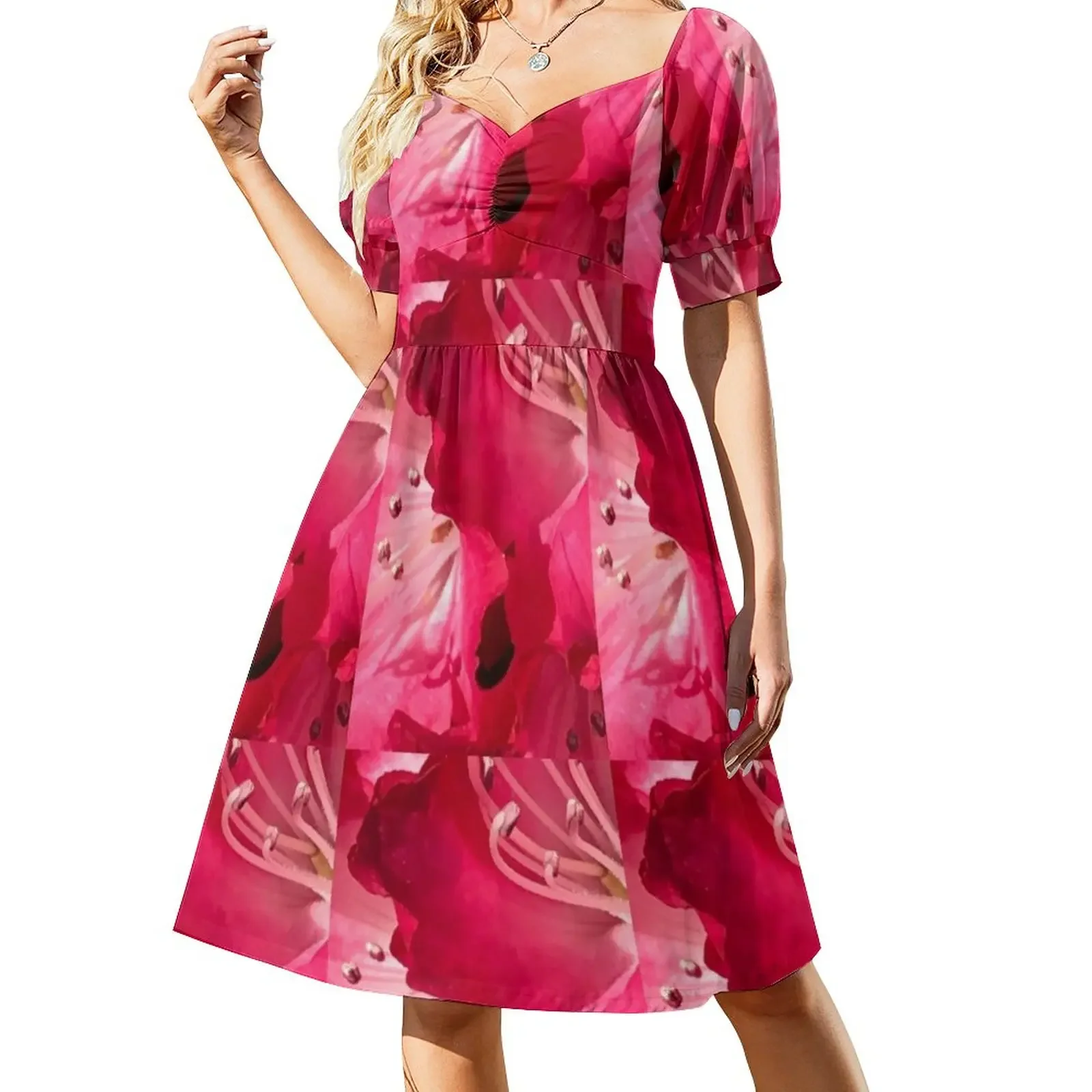 

Inner Rhododendron Short-Sleeved Dress summer clothes Party dresses Women's dresses women dress