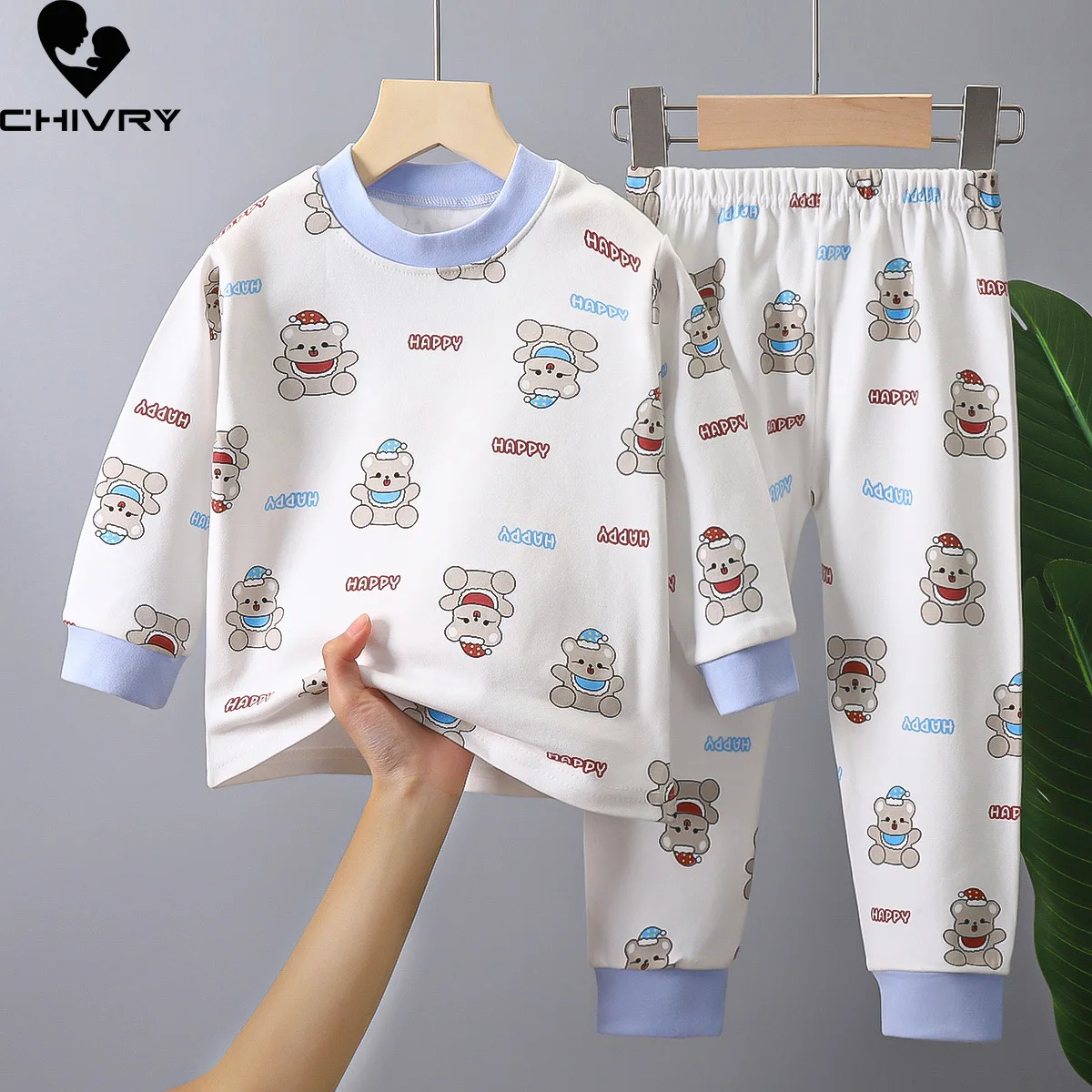 New 2023 Kids Boys Girls Pajamas Cartoon Long Sleeve Cute T-Shirt Tops with Pants Toddler Baby Autumn Sleeping Clothes Sets