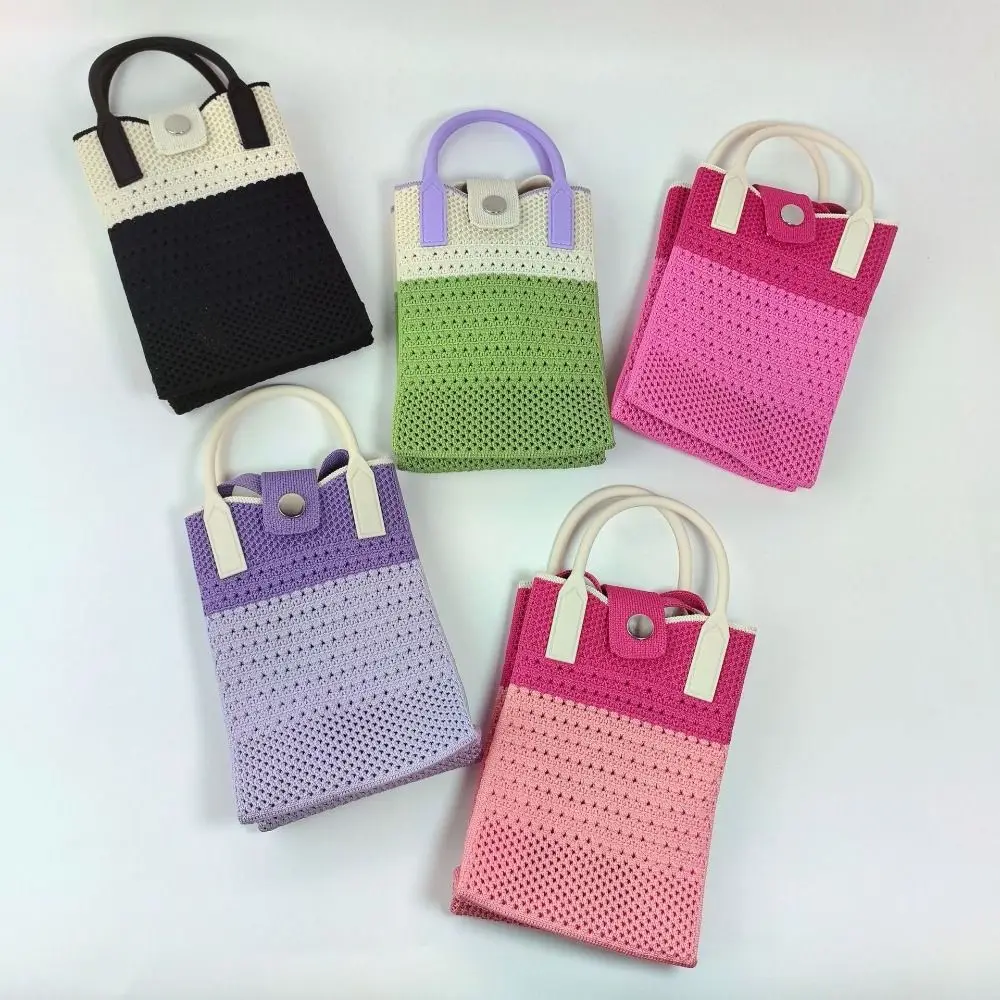 Mini sac à main en tricot pour fille, sac de téléphone en polyester de grande capacité, initié à la mode