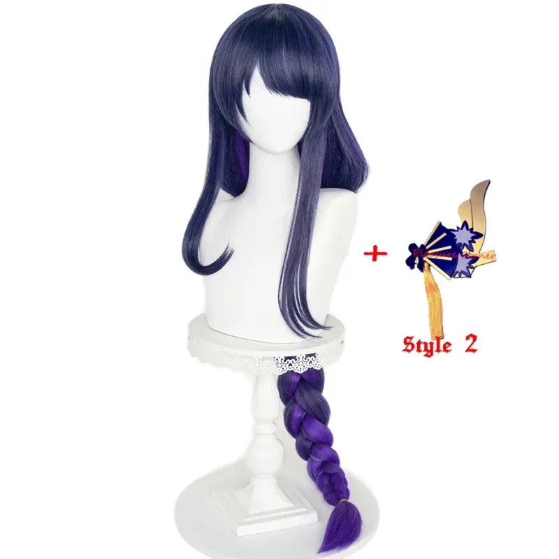 Game Anime Genshin Impact Raiden Shogun Cosplay Wig Pre Styled Long Heat Resistant Synthetic Purple Color Baal Beelzebul Wigs