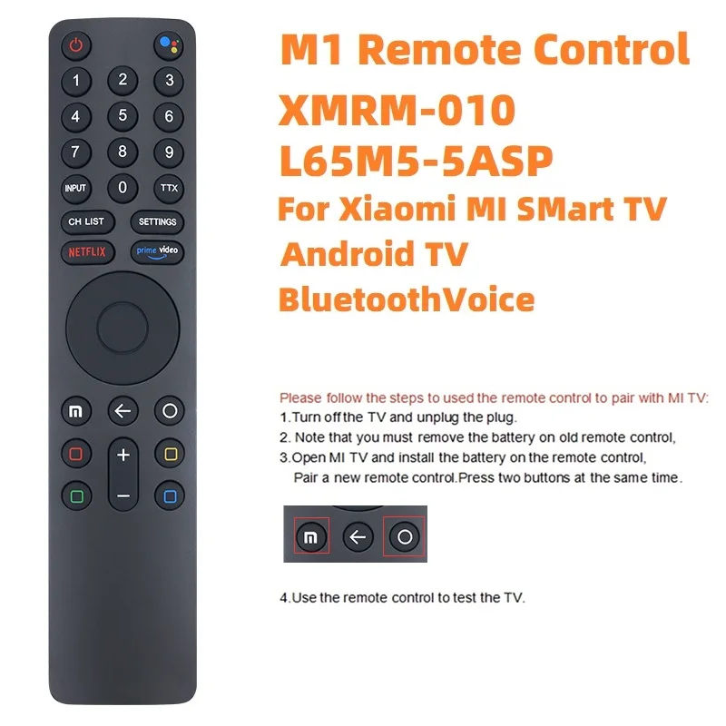 Télécommande Bluetooth sans fil avec laser vocal pour Xiaomi TV 4S Android Smart TV L65M5-5ASP MI erian 32 MI Box et XMRM-010