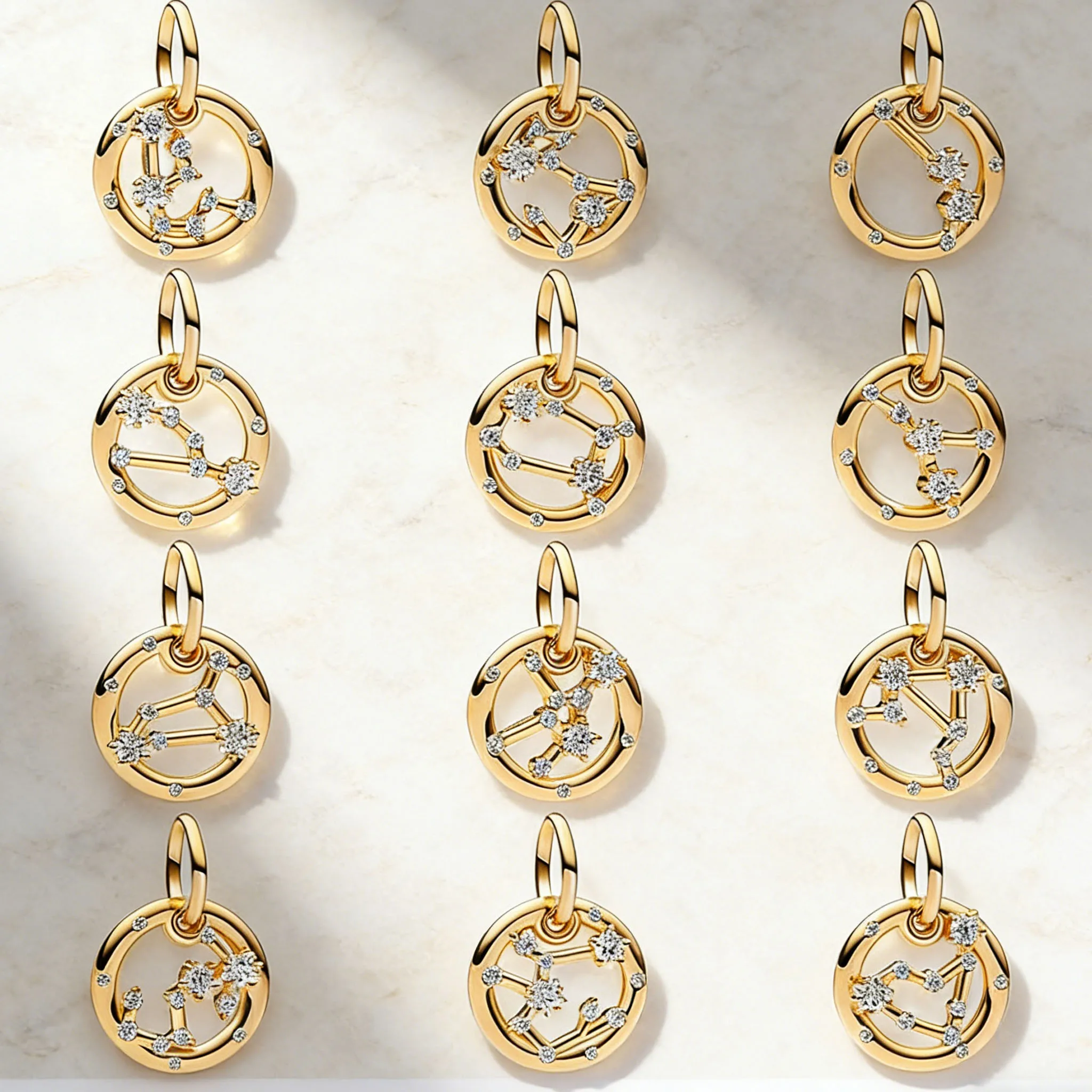 

Gold Plated Sparking Charm Pendant 12 Constellation Original Bracelet Necklace Beads For Diy Jewelry Women Gift