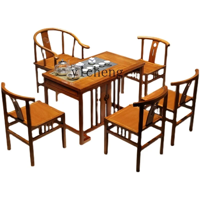 

ZC solid wood household small tea table small apartment balcony coffee table new Chinese kung fu tea table and chair combination