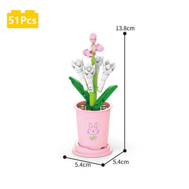 Criativo pequeno bloco de construção Flower Art, LeleBrothers Mini vaso de plantas, Presente para menina, Decoração de mesa