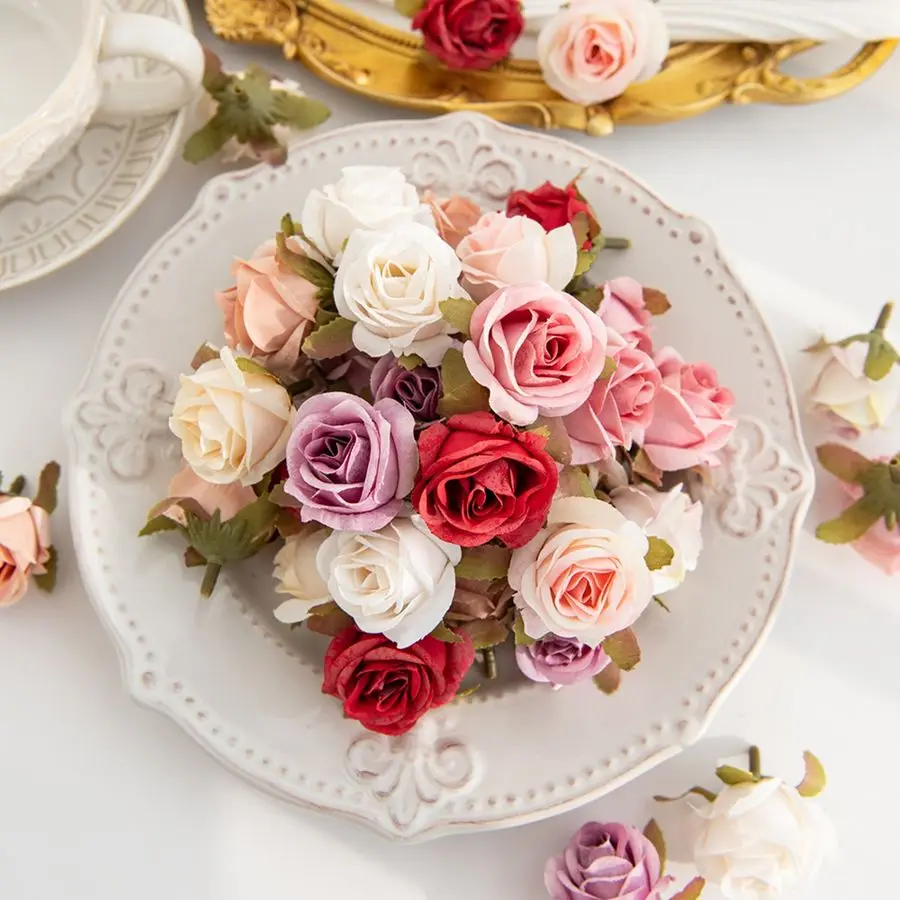 Künstliche Blume Seide Rose Kopf Valentinstag Hochzeit Brautstrauß Decora Home Zimmer Outdoor Garten Party DIY Haarnadel Geschenkbox