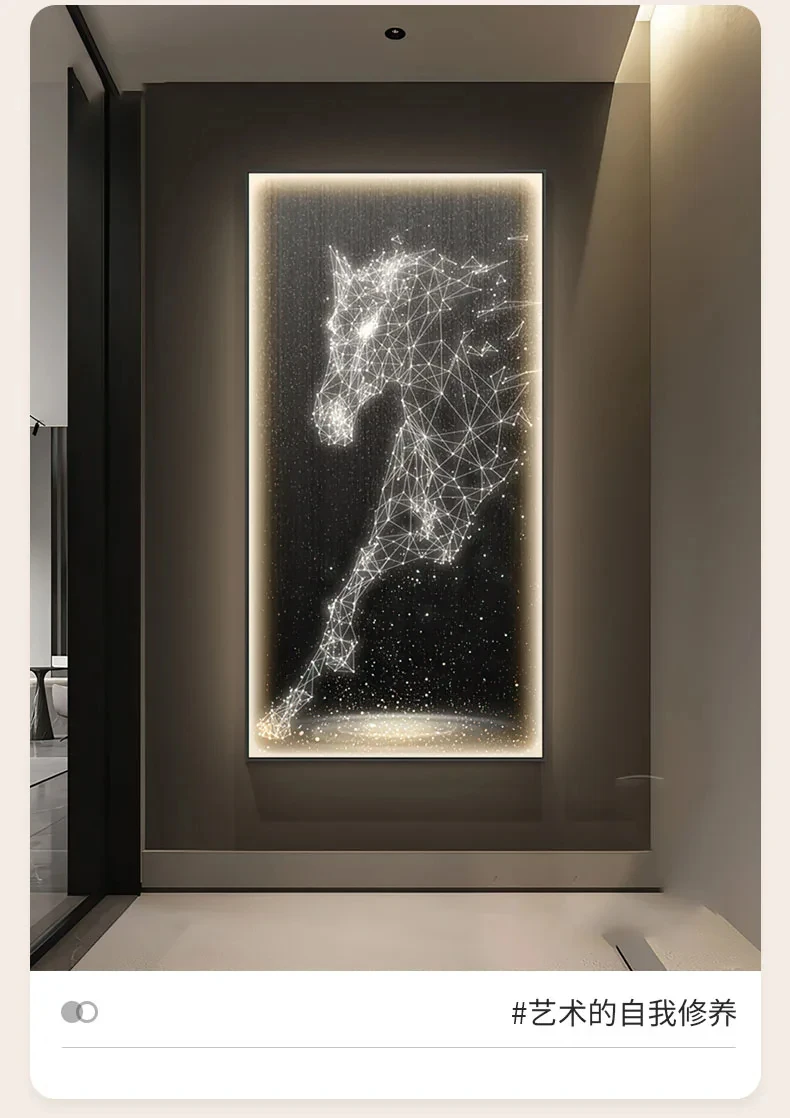 Imagem -06 - Moderna Luz Led Pendurada Pintura Alpendre Arte Cavalo Abstrato Italiano Sala de Estar Corredor Luz Mural Decoração