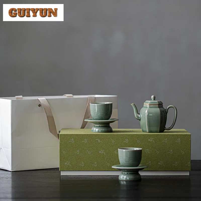 

Yue Kiln Plum Celadon Tea Set Complete Set Zen Beautiful Tea Cup Tea Ceremony Set Teapot And Tea Cup Set Cha Accessories Gift