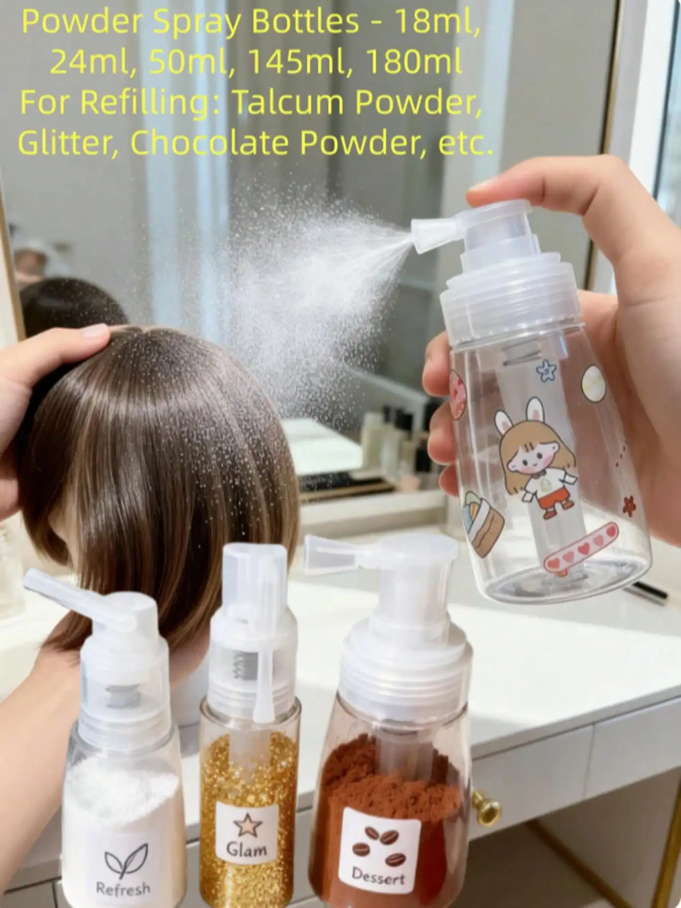 1PCS Glitter Bottle Powder Pump Spray for Pepper/Talcum Powder Home Garden Kitchen Supplies - Multiple Sizes Available