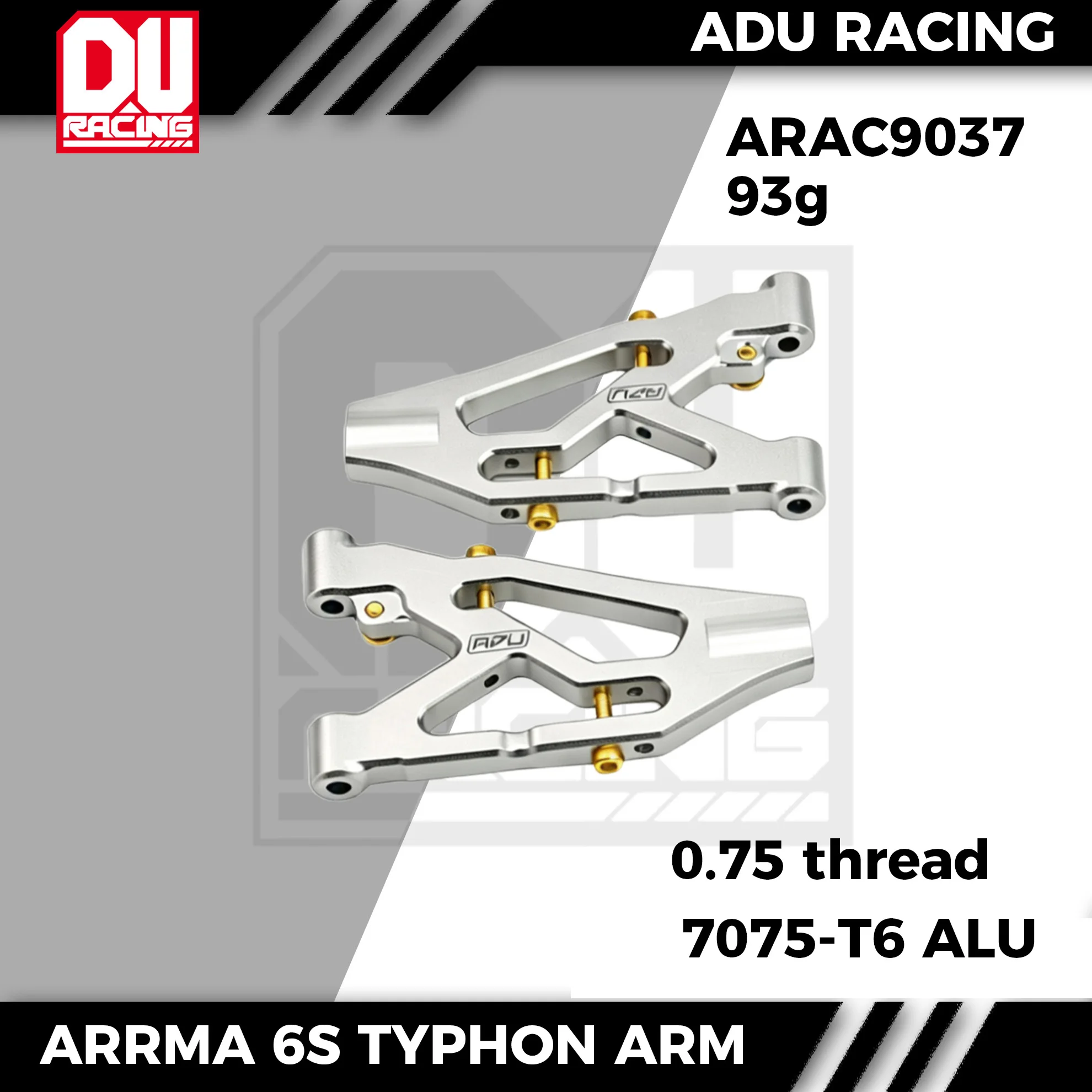 ADU RACING 7075-T6 Front and Rear Suspension Arm Set for ARRMA 1/7 Infraction Limitless FELONY 6S 1/8 Typhon  RC Car Upgrade