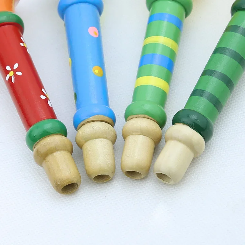 Hot Baby Wooden Small Horn Whistle Musical Instrument Toys Kids Colorful Intellectual Developmental Vocal Toy for Children Gift