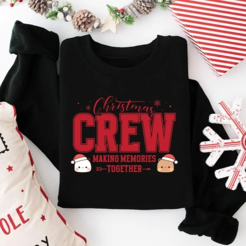 Moletom da tripulação de Natal |   Roupa de férias familiar combinando pulôver gola redonda manga comprida moda confortável top com capuz térmico