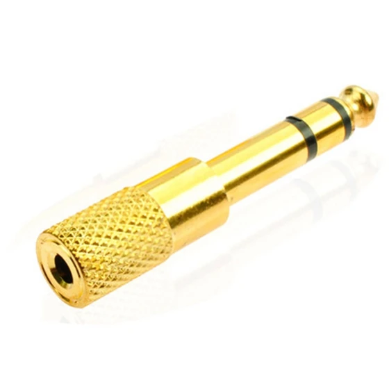 A62T-Audio Jack Converter Adapter Stereo Jack for 6.5Mm Male To 3.5Mm Female Electric Guitars Headset Miniphone (Golden)