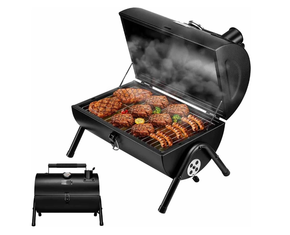 Adjustable portable charcoal grill Multi-functional Metal Small outdoor Hiking picnic Grill (black)