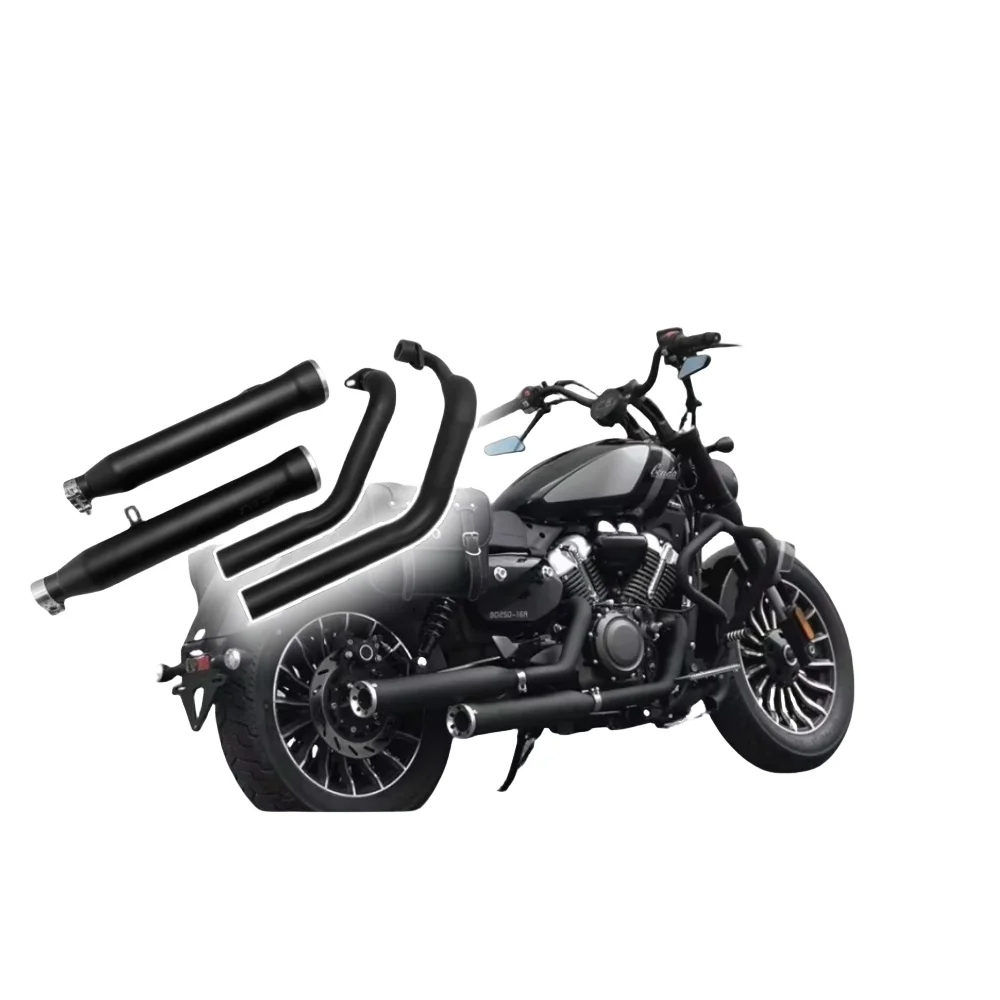 【Perfect fit】For BENDA ROCK 250 300 Cobra exhaust pipe single side double outlet deep and thick