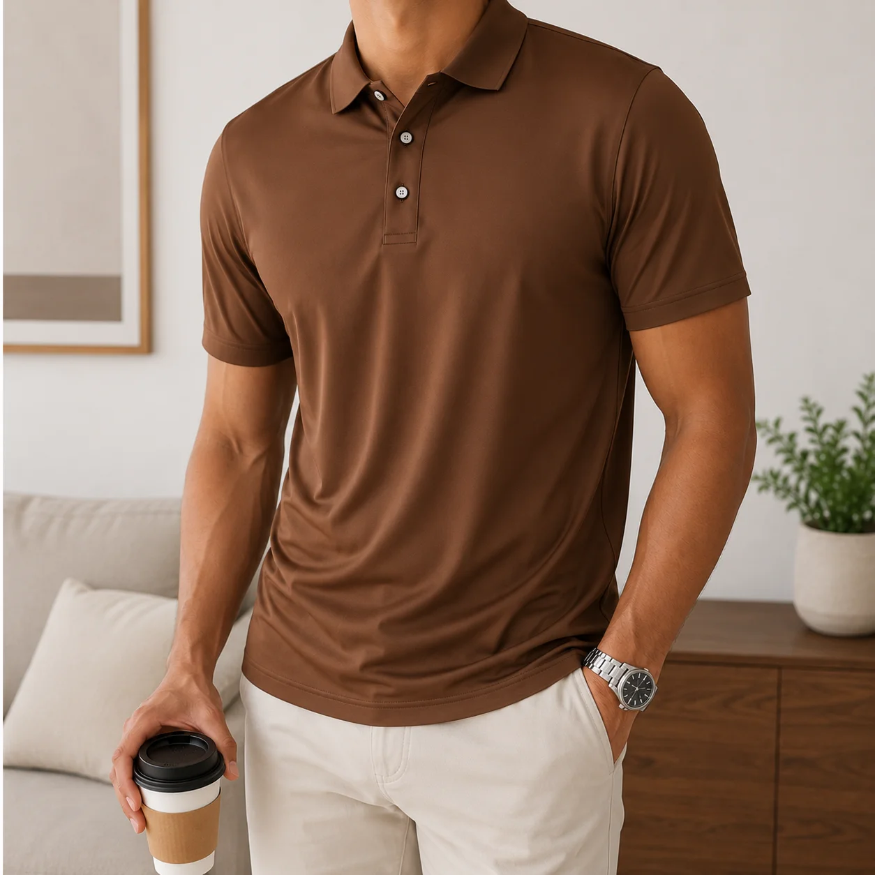 Men's Business Polo Shirt Summer Quick Dry Breathable Short Sleeve Lightweight Office Golf Casual Sportswear Classic Comfort Top
