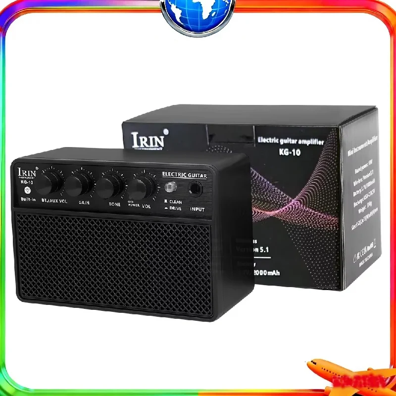 IRIN المحمولة 10 واط الغيتار وباس مكبر للصوت خفيفة الوزن مكبر صوت صغير قابلة للشحن ممارسة أمبير الكهربائية الصوتية 10 واط