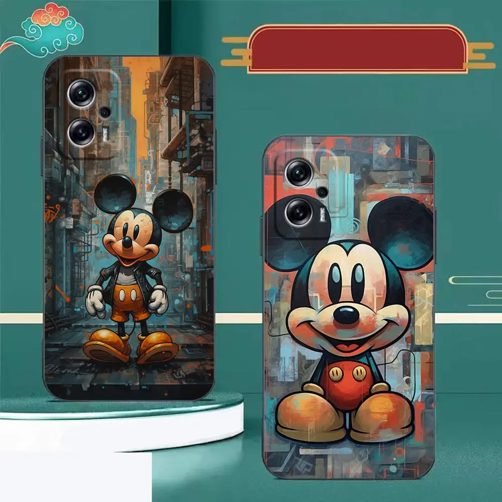 Cute M-Mickey M-Minnie Mouse Phone Case For Redmi Note 13 12 12S 11 10 9T 9S 9 8 Pro 5G 4G Silicone Case Funda Coque Shell Capa