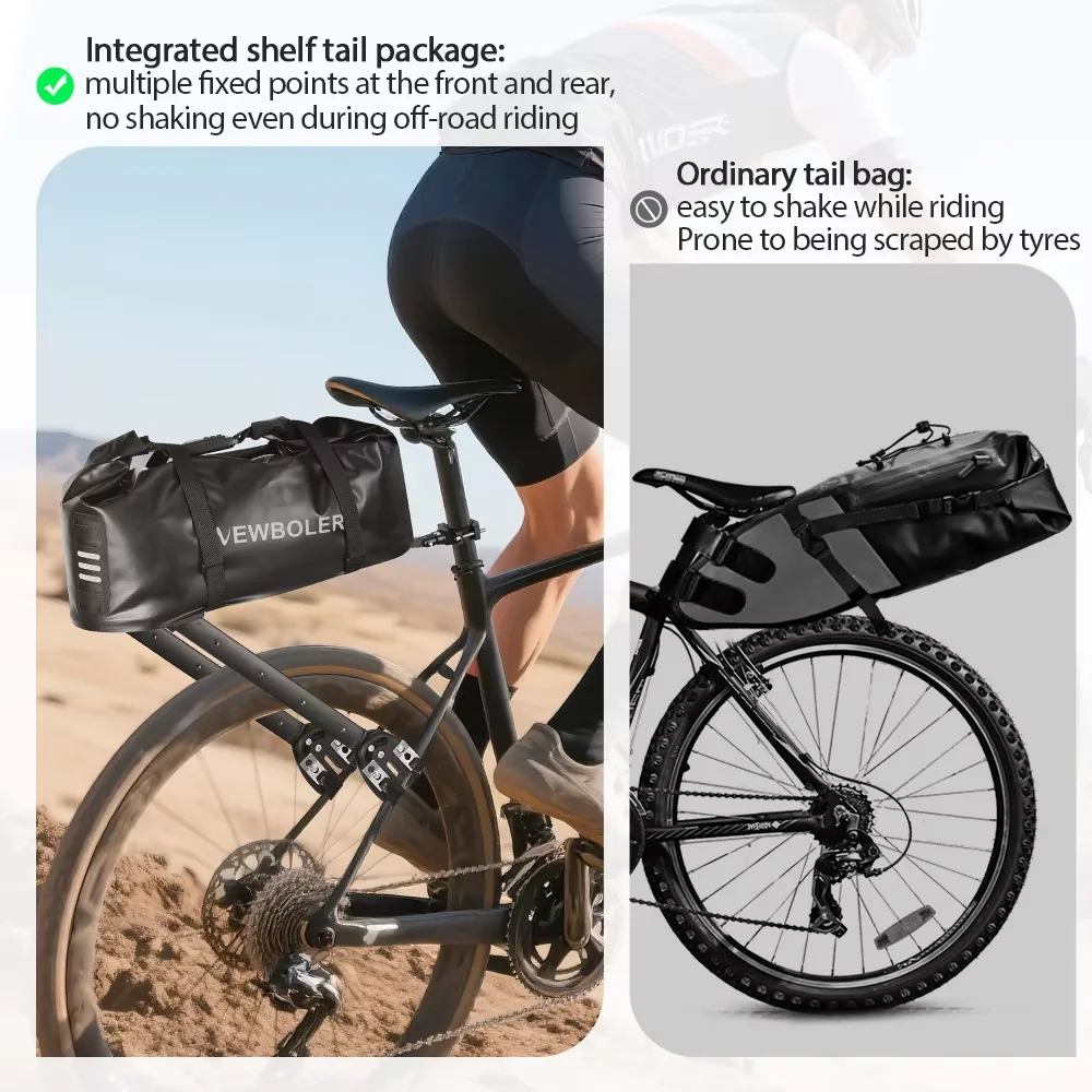 NEWBOLER 20L Aluminium Alloy Bicycle Luggage Carrier Passcode Lock Bike Bag Bikepacking For MTB And Gravel Bike Rack Shelf