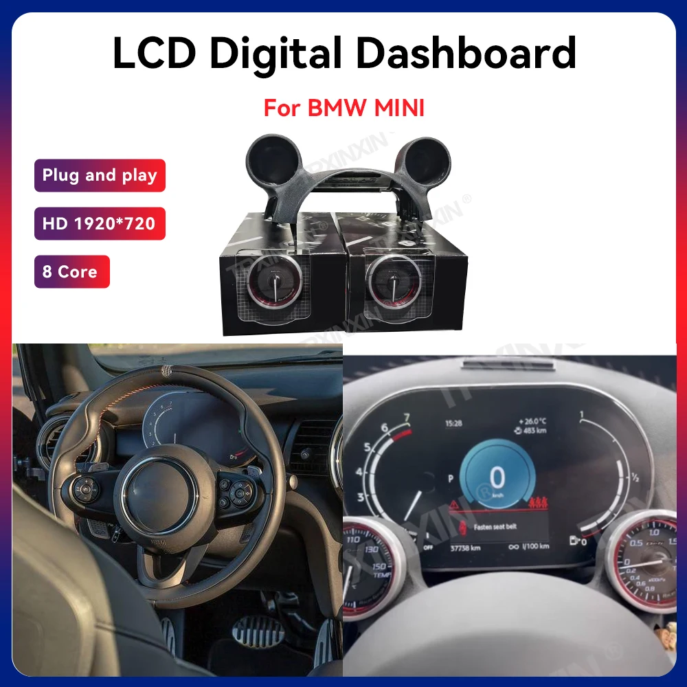 For BMW MINI Car Digital Dashboard Panel Virtual Instrument Cluster Cockpit LCD Speedometer Multimedia GPS