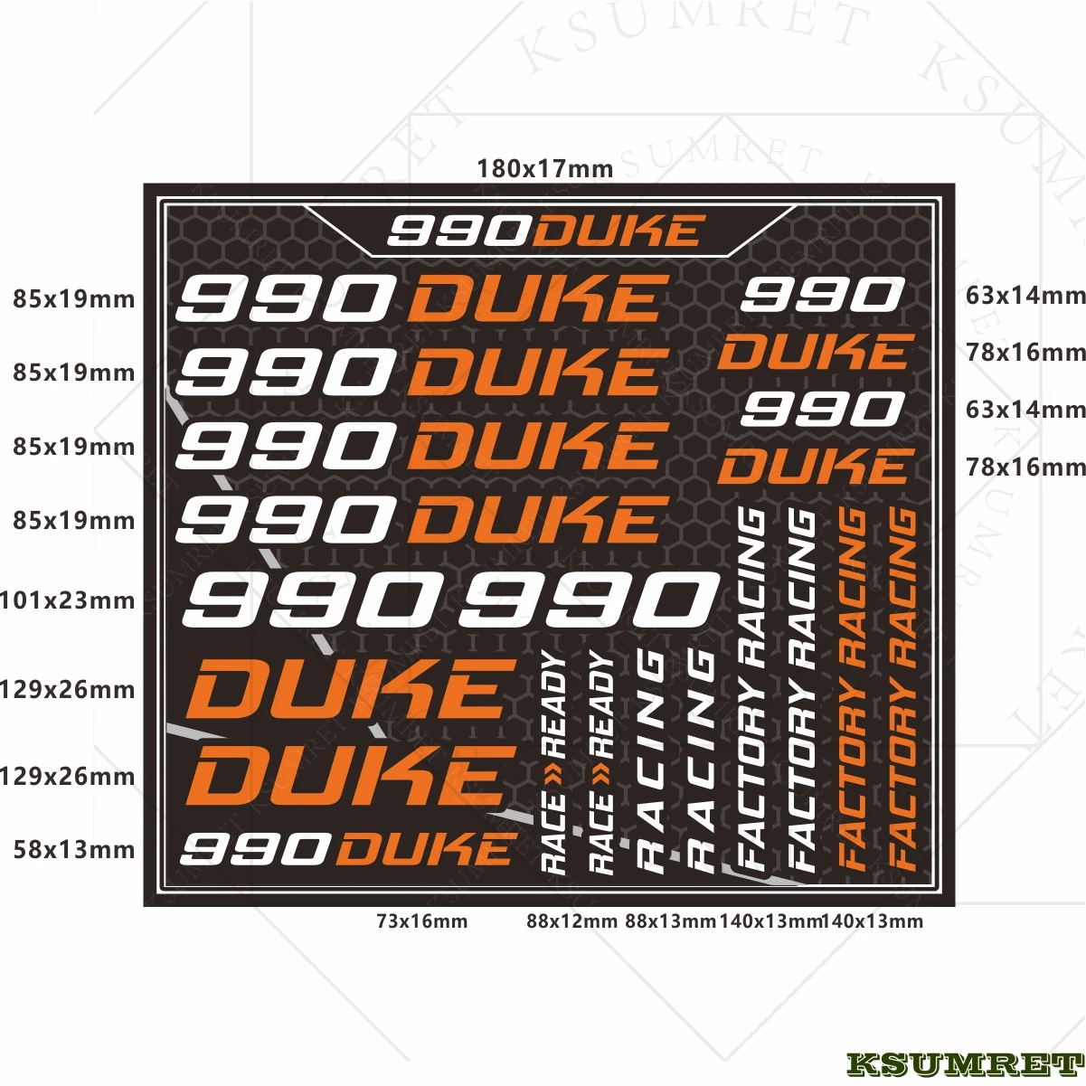 ملصقات للدراجات النارية بشعار KTM Duke 990 مقاومة للماء