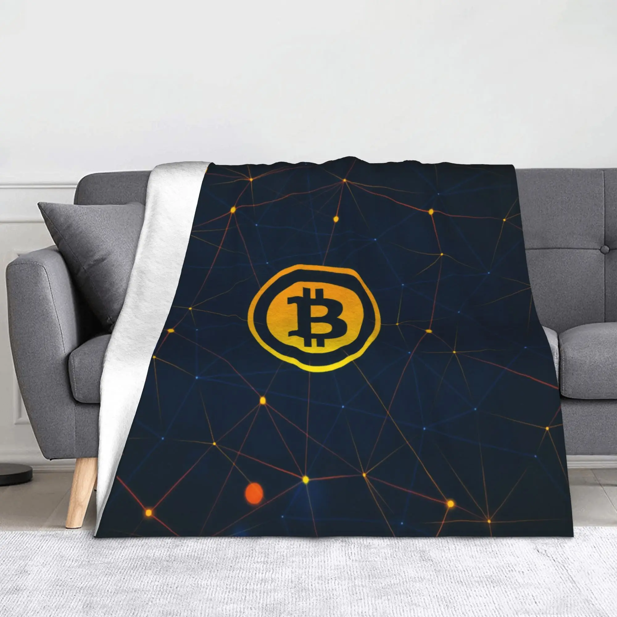 Cryptocurrency Blankets Flannel Summer Autumn Winter Bitcoin Multi-function Warm Throw Blankets for Bedding Office Rug Piece
