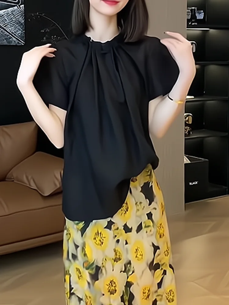 

Korean Design Loose Casual round Ne ort Sve irt Women's Summer New Sle Versatile Top Comfortable Fit Inner Wear