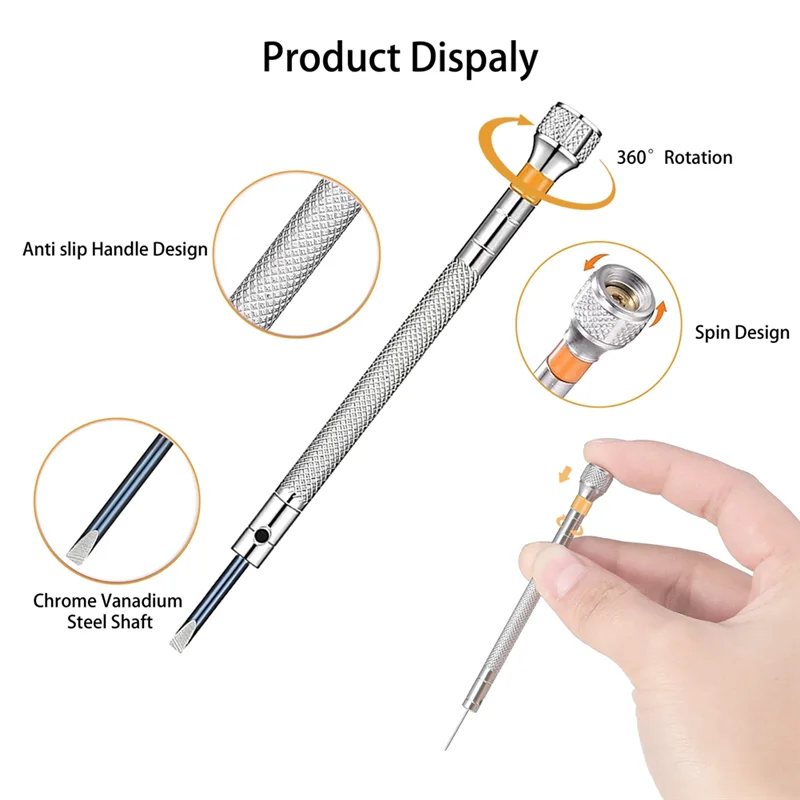 13PCS Professional Screwdriver Set, Micro-Precision Screwdriver Kit 0.6-2.0mm, 13 Extra Replace Blades for Watch Repair