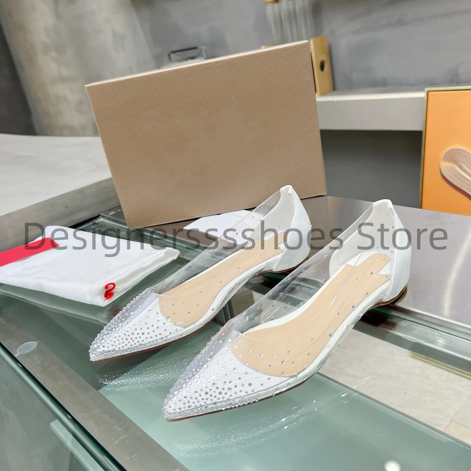 Las Vegas Neon Crystal Rhinestone Flat Inner Height Sandals PVC Upper Sheepskin Lining Genuine Leather Outsole Custom Sizes