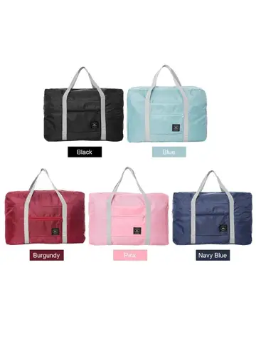 Solid Color Waterproof Folding Travel Bag Lightweight Large Capacity Luggage Bag