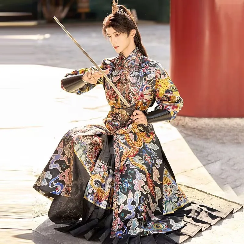 

Hanfu Men&Women Ancient Chinese Hanfu Armour Gown Coat Adult Archer Cosplay Costume Red Black Hanfu Costum For Couples Plus Size