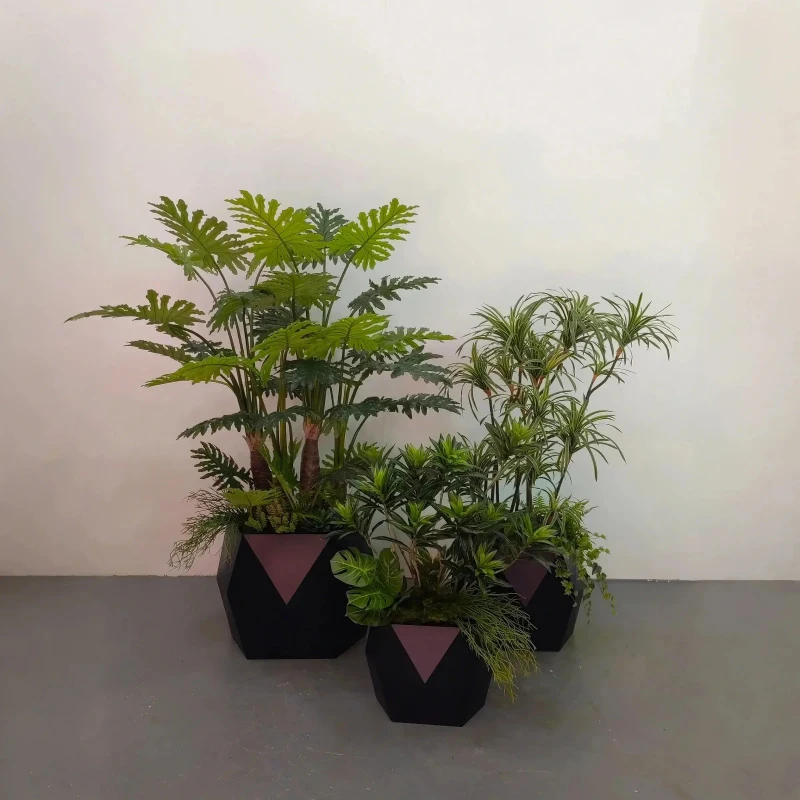 Style Emed E Geometric Planter Modern Indoor Plant Decoration Set Of