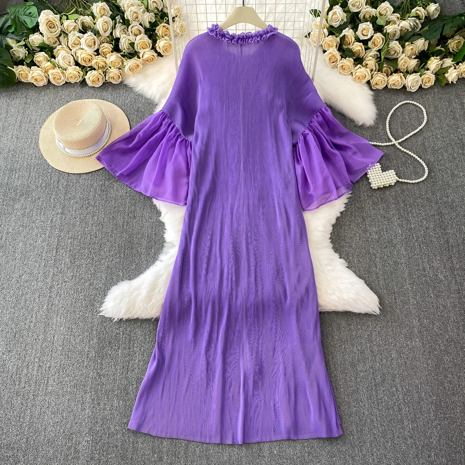 Długa sukienka midi z kwiatowym wzorem, zdobiona, z wysokim stanem, rozkloszowana, dla kobiet, idealna na imprezę.