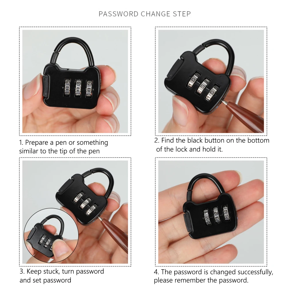 3 Digit Padlock Mini Case Lock Multi-Function Security Lock Metal Suitcase Lock Anti-theft Luggage Lock with Code for Gym School