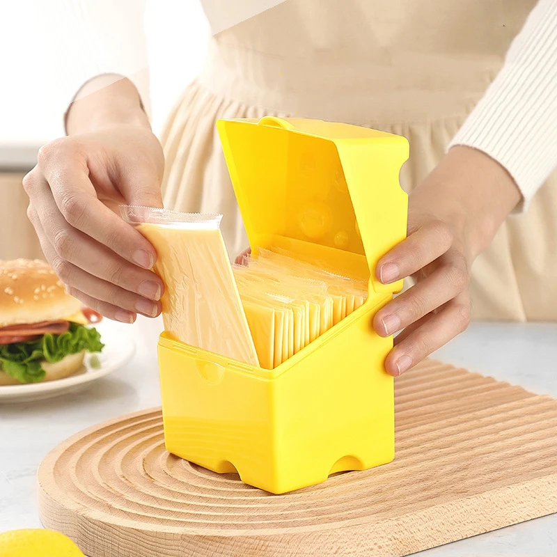 Cheese Storage Container Kitchen Accessories Plastic Cheese Shaped Refrigerator Slice Cheese Storage Box Kitchen Gadgets