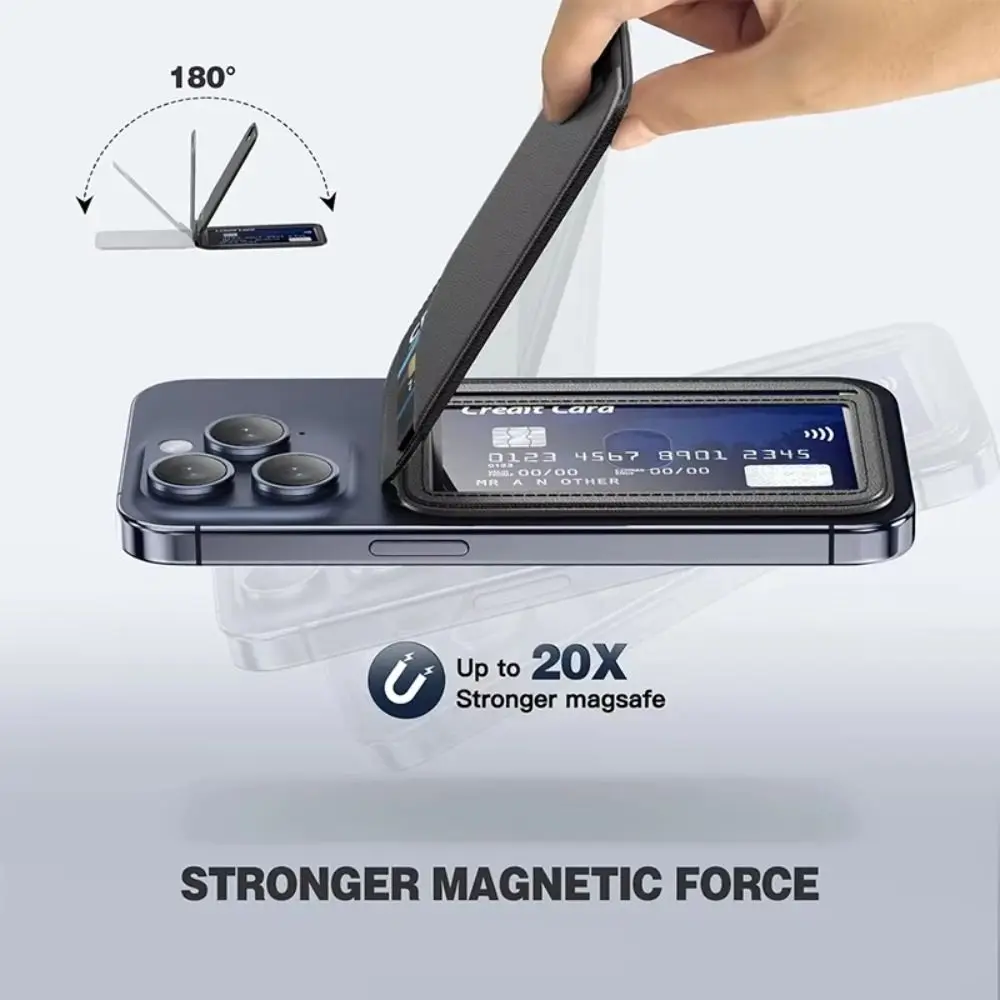 Magsafe portfel etui na karty telefoniczne silna adsorpcja bezpieczeństwo stojak magnetyczny skórzany zabezpieczenie przed kradzieżą dla iPhone 16 15 14 13 12 ProMax