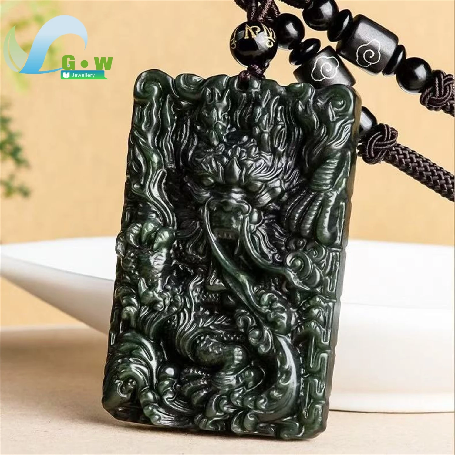 Natural Black Hetian Jade Dragon Plaque Pendant for Men Fine Jewelry Gift Mighty Soaring Smooth Premium Artisan Craft Charm