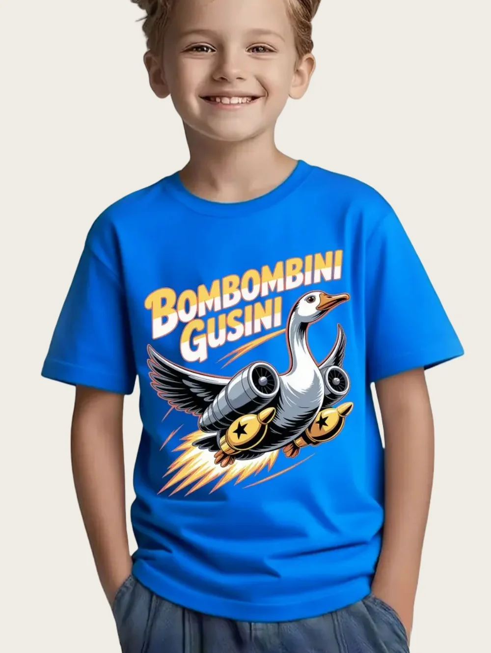 Bombombini Gusini مضحك الإيطالية Brainrot ميمي تي شيرت الصيف الشارع الشهير تي شيرت عادية شعبية تي شيرت للبنين بلوزات فضفاضة