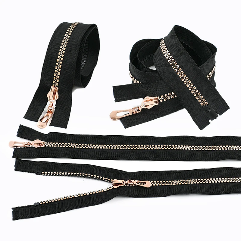 

5# 5Pcs Black Single Open Resin Zipper 40-80cm Open-End Zips Clothing Backpack Replace Zippers Repair Kit DIY Sewing Accessories