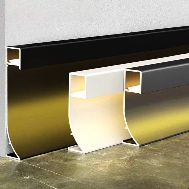 H50Mm Downward Glowing Led Skirting Line Aluminum Profile Recessed Baseboard Home Wall Corridor Floor Decor Bar Strip Light