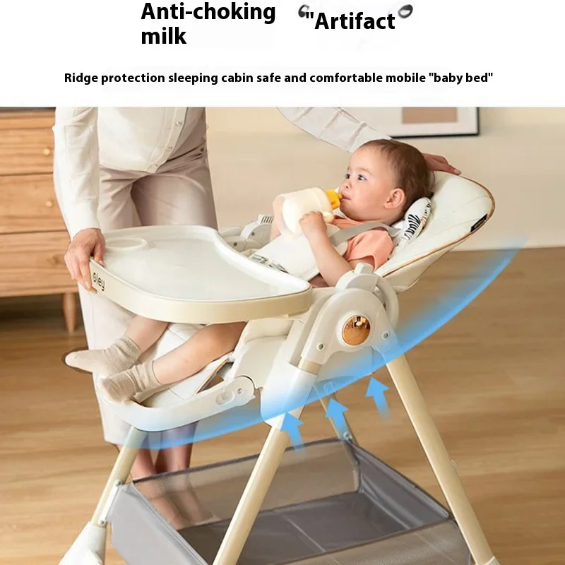 Chaise haute pliable pour bébé, 3 en 1, 6 recommandations et 3 inclinaisons réglables, siège perfectionné et escalier pour un nettoyage facile