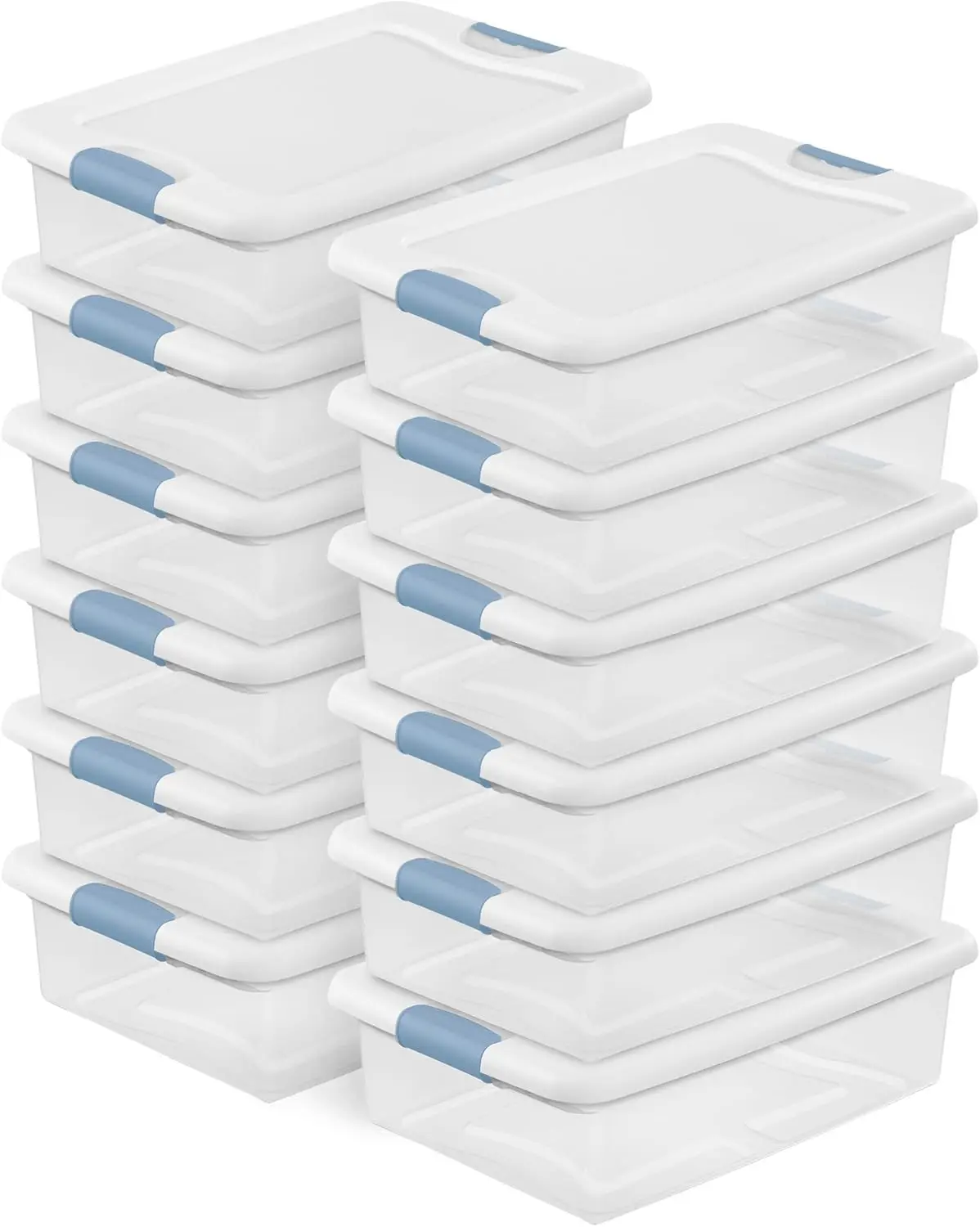 

12-Pack Latching Box, Under Bed Storage Bins with Lids, Clear Plastic, 32 Quart - Heavy-Duty Organizing Containers for Closet,