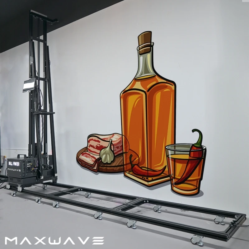Chinese Wallpen 3D 5D Wall Printer Machine CMYK+W UV Vertical Wall Printing Machine Highly resolution Double DX10/DX7 heads