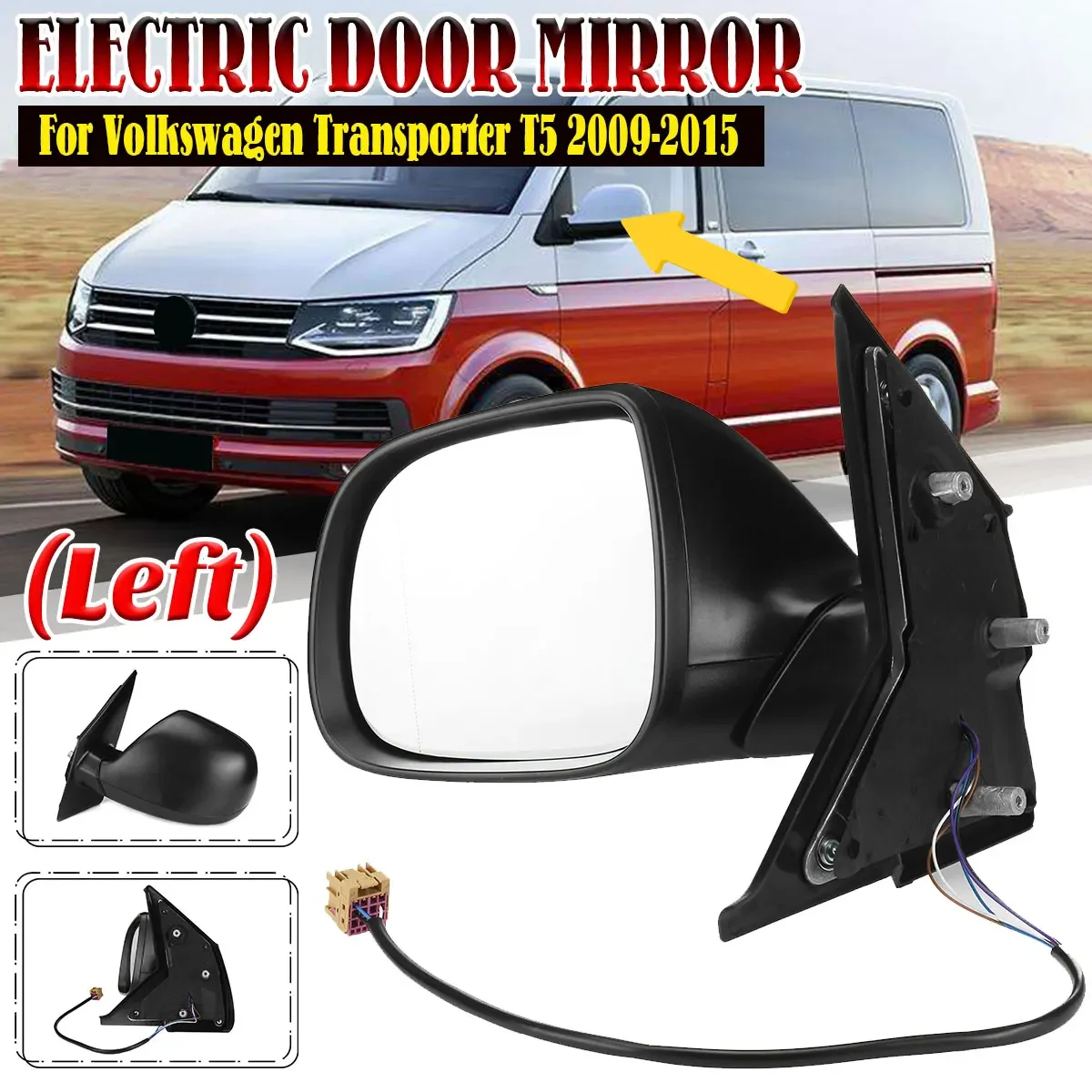 

1Pair Car Side Wing Rear View Mirror Door Trim Ring Bezel Cap Cover For Volkswagen Transporter T5 2009-2015 Car Rearview Mirror