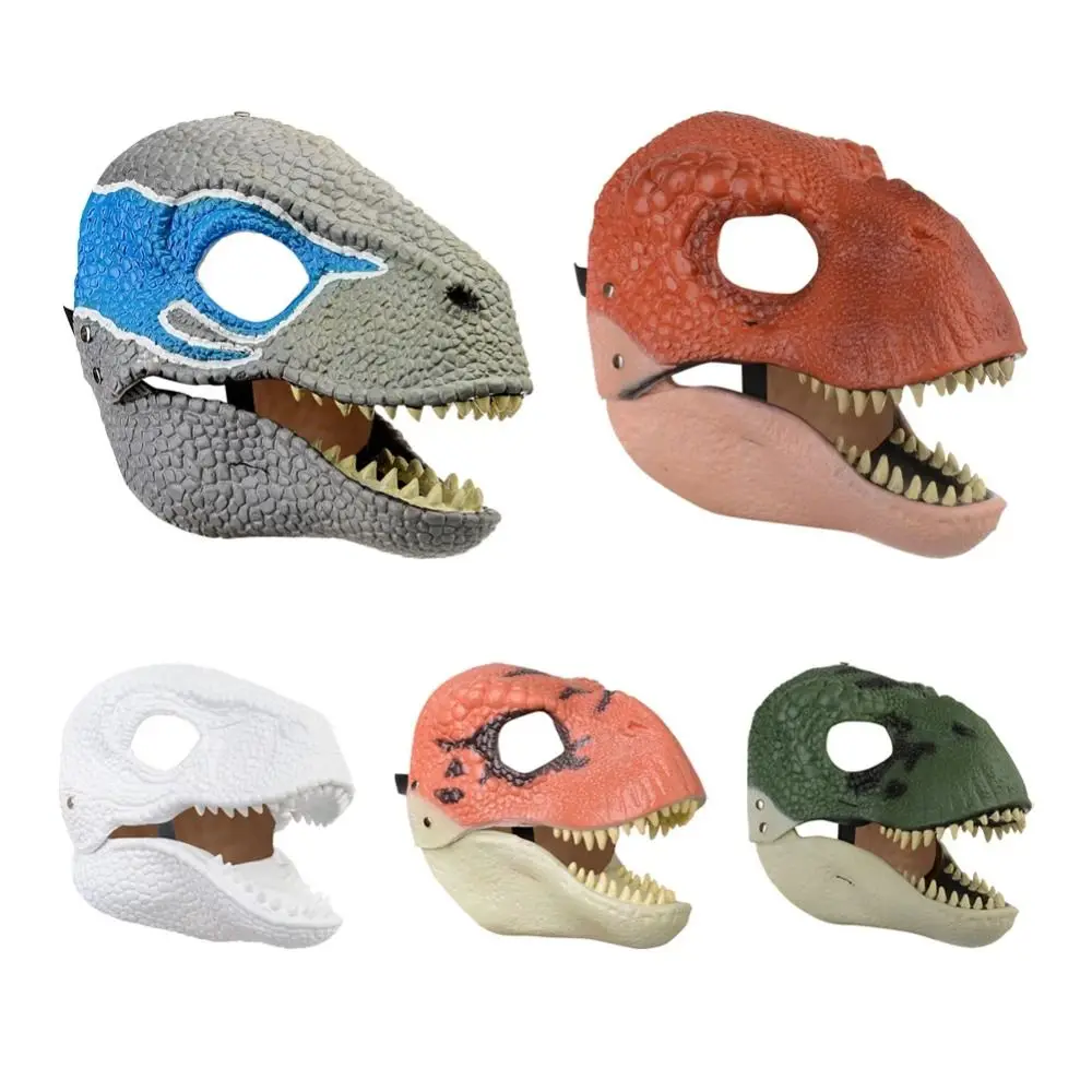 3D Moving Jaw Halloween Dinosaurus Masker Cosplay Props Open Mond Raptor Dino Masker Grappige Hard Plastic Draak Hoofddeksels voor Feest