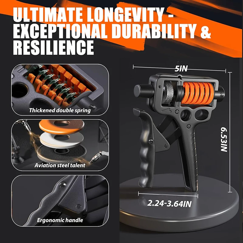 5-165kg Adjustable Heavy-duty Professional Hand Grip Strength Device, Finger Rehabilitation Training Fitness Equipment